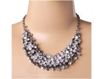 Halskette Damen mit Kristall Diamantenanhänger - silber legiert